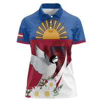 Personalized Latvia Women Polo Shirt White Wagtail Dievs Sveti Latviju