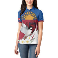 Personalized Latvia Women Polo Shirt White Wagtail Dievs Sveti Latviju