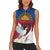 Personalized Latvia Women Sleeveless Polo Shirt White Wagtail Dievs Sveti Latviju