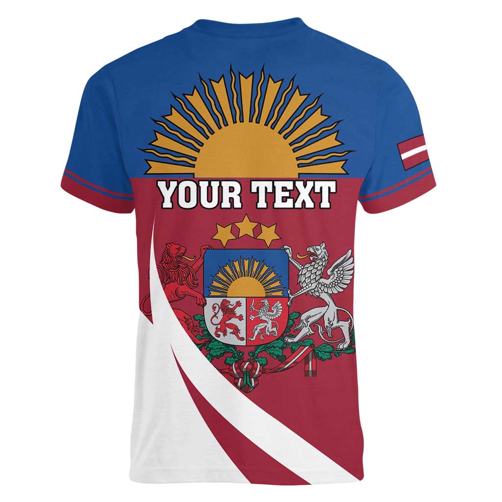 Personalized Latvia Women V-Neck T-Shirt White Wagtail Dievs Sveti Latviju