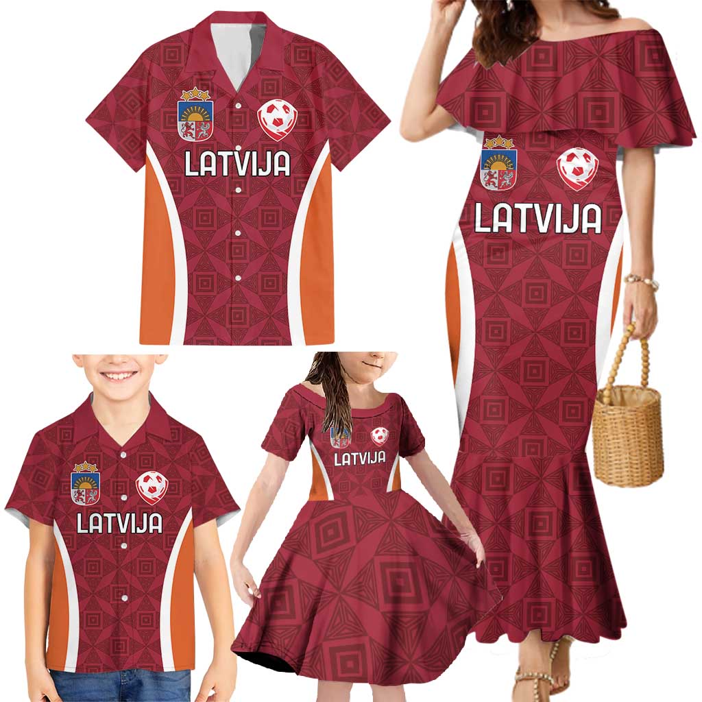 Custom Latvia Football Family Matching Mermaid Dress and Hawaiian Shirt Latvijas Futbola Izlase