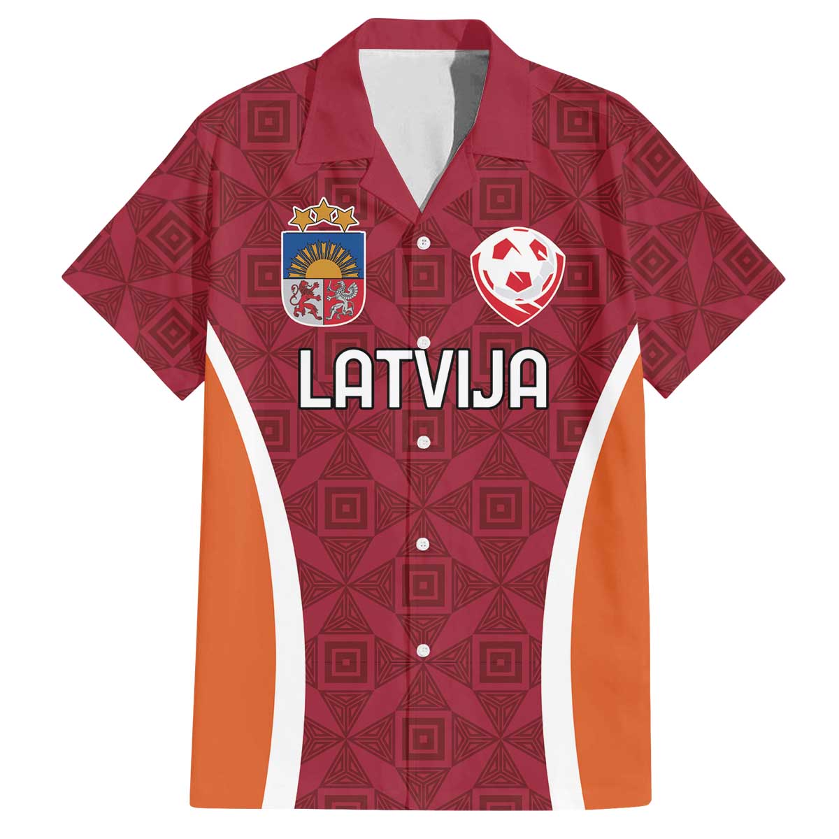 Custom Latvia Football Family Matching Off The Shoulder Long Sleeve Dress and Hawaiian Shirt Latvijas Futbola Izlase