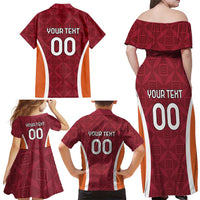 Custom Latvia Football Family Matching Off Shoulder Maxi Dress and Hawaiian Shirt Latvijas Futbola Izlase