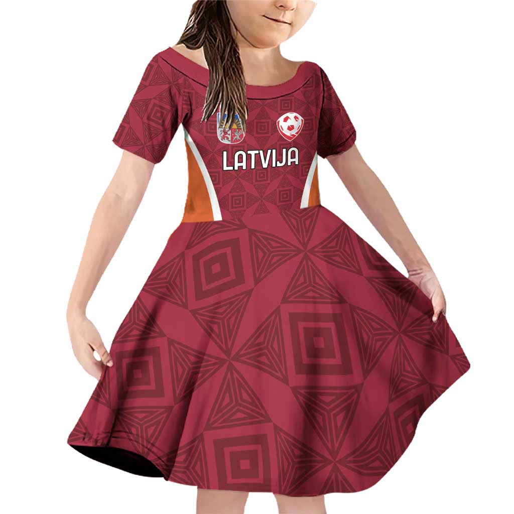 Custom Latvia Football Family Matching Off Shoulder Short Dress and Hawaiian Shirt Latvijas Futbola Izlase