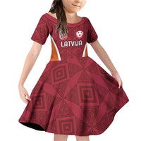 Custom Latvia Football Family Matching Off Shoulder Short Dress and Hawaiian Shirt Latvijas Futbola Izlase