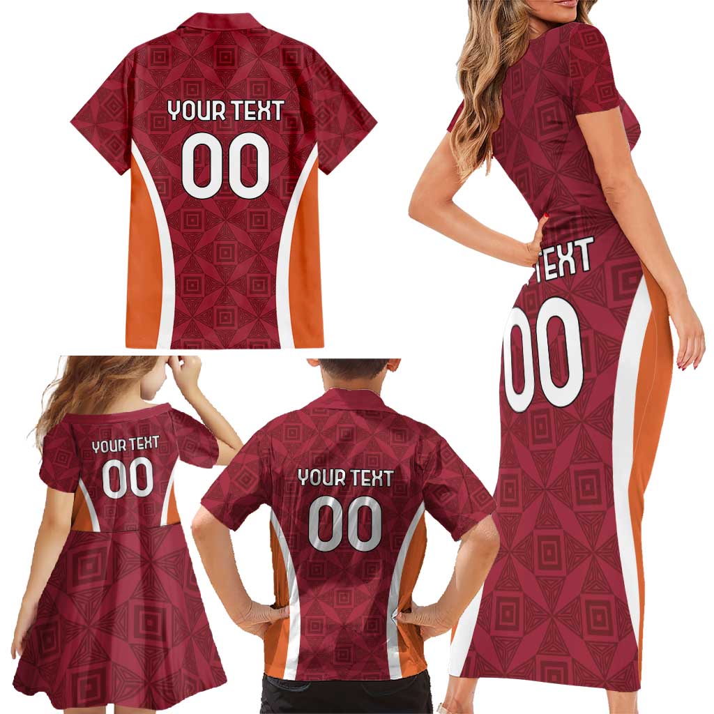 Custom Latvia Football Family Matching Short Sleeve Bodycon Dress and Hawaiian Shirt Latvijas Futbola Izlase