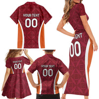 Custom Latvia Football Family Matching Short Sleeve Bodycon Dress and Hawaiian Shirt Latvijas Futbola Izlase