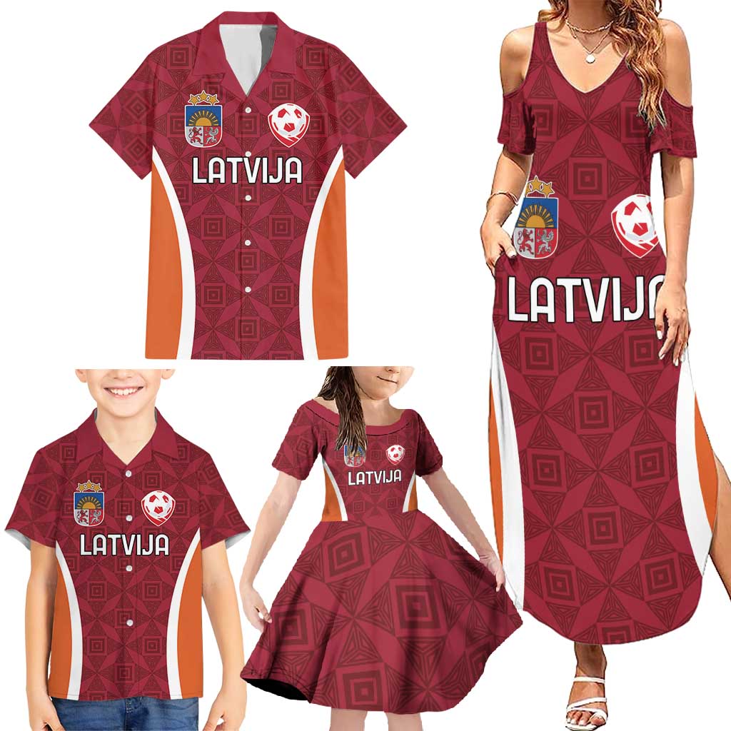 Custom Latvia Football Family Matching Summer Maxi Dress and Hawaiian Shirt Latvijas Futbola Izlase