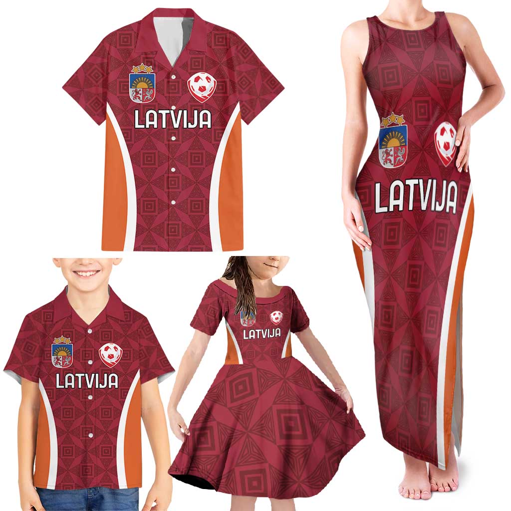 Custom Latvia Football Family Matching Tank Maxi Dress and Hawaiian Shirt Latvijas Futbola Izlase