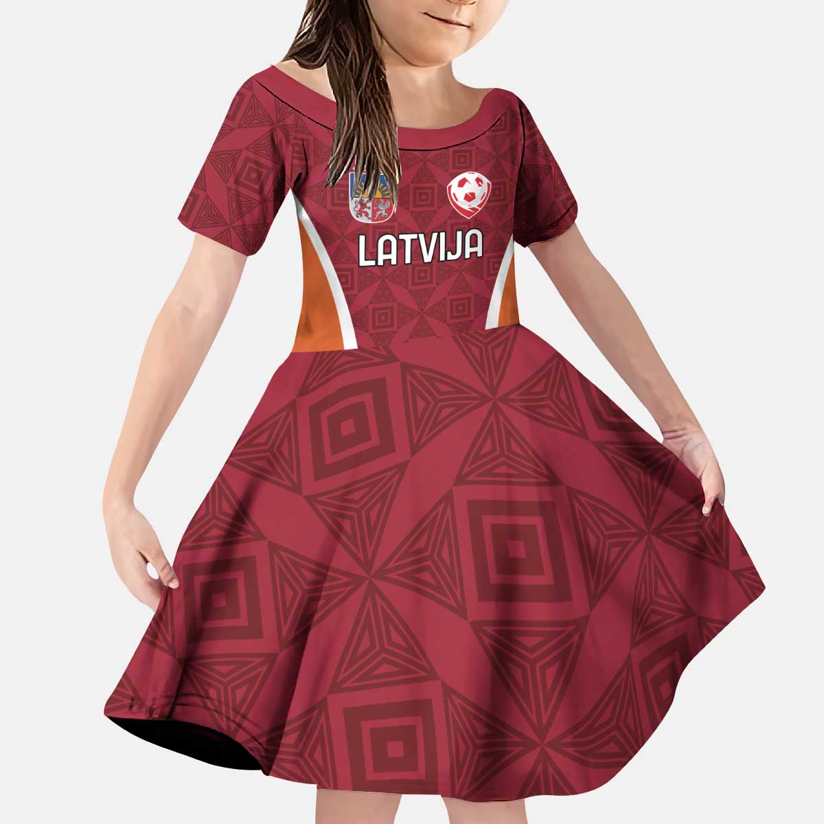 Custom Latvia Football Kid Short Sleeve Dress Latvijas Futbola Izlase