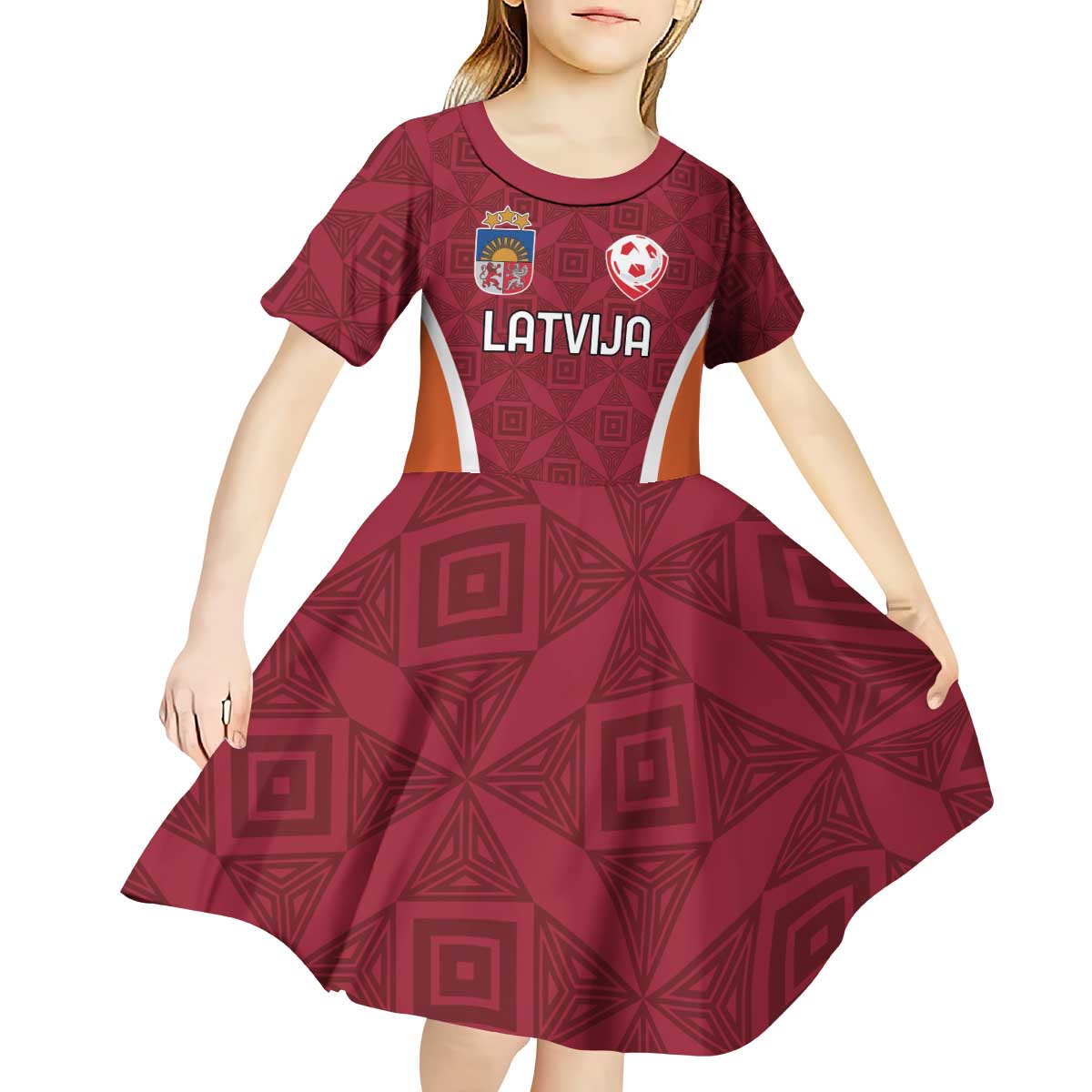Custom Latvia Football Kid Short Sleeve Dress Latvijas Futbola Izlase
