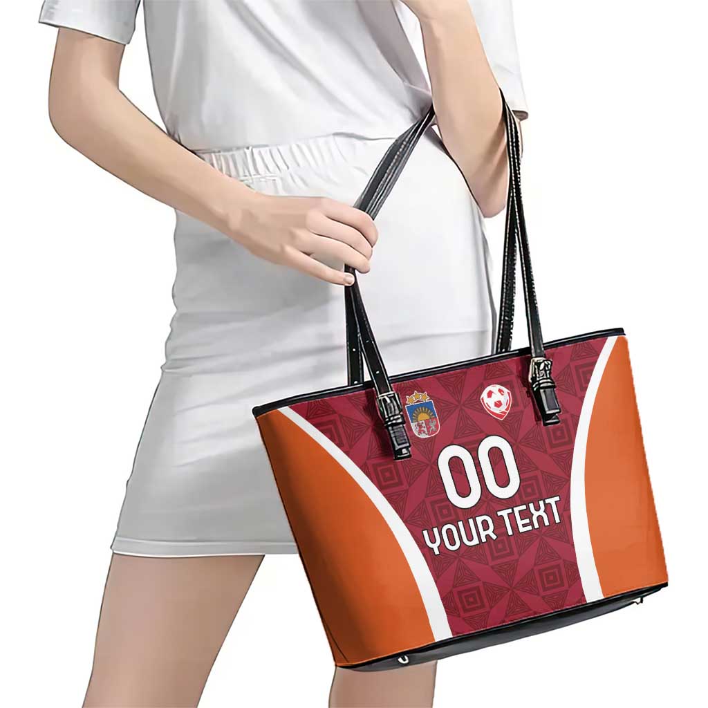 Custom Latvia Football Leather Tote Bag Latvijas Futbola Izlase