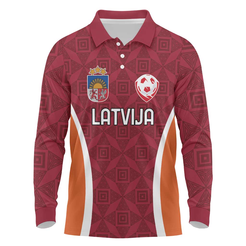 Custom Latvia Football Long Sleeve Polo Shirt Latvijas Futbola Izlase