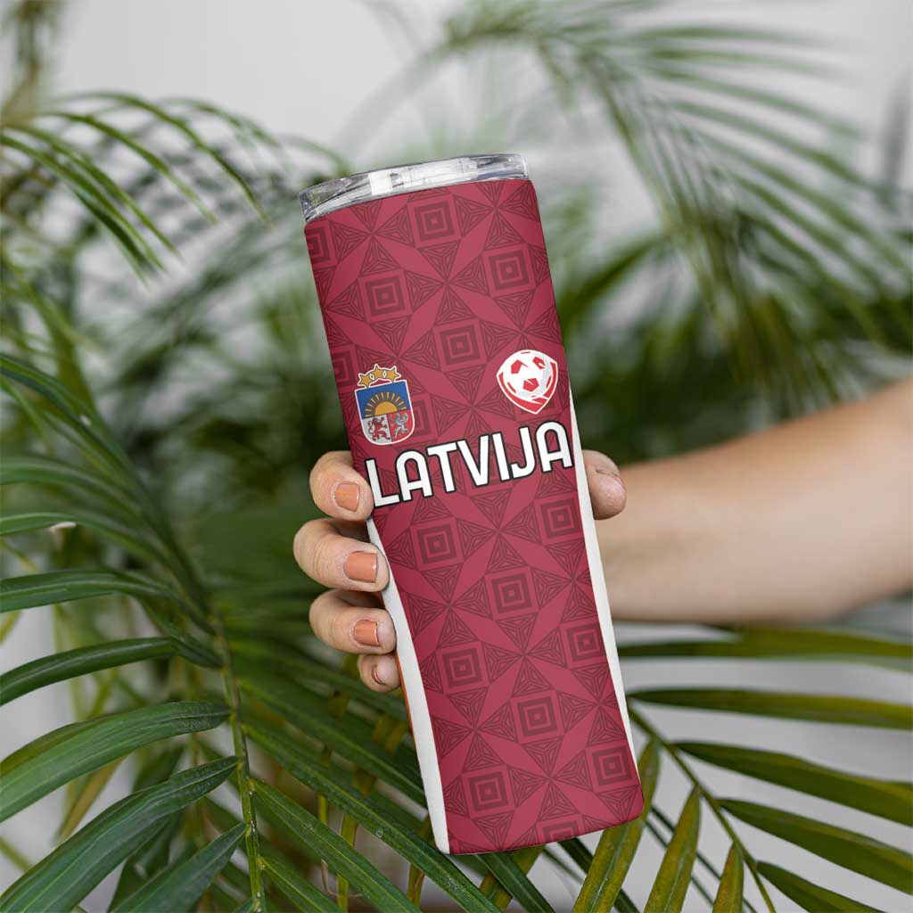 Custom Latvia Football Skinny Tumbler Latvijas Futbola Izlase