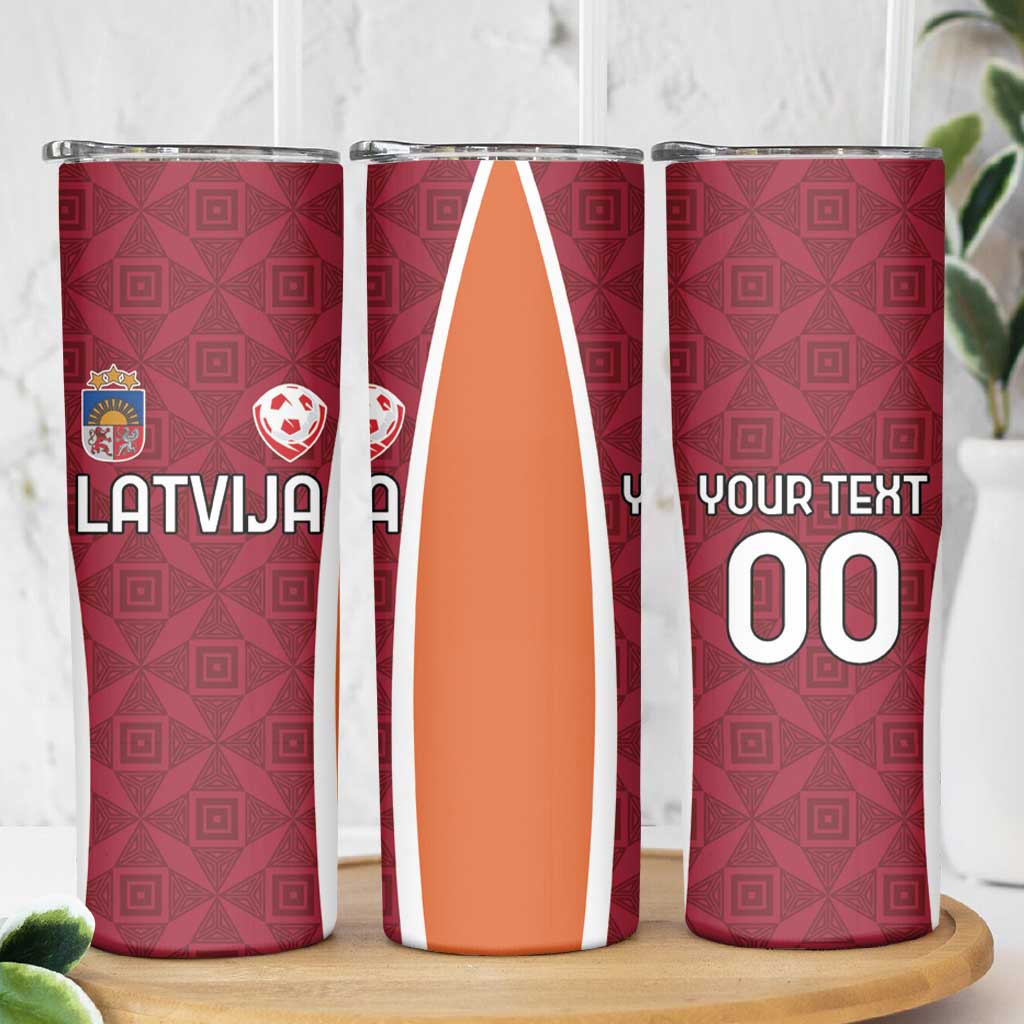 Custom Latvia Football Skinny Tumbler Latvijas Futbola Izlase