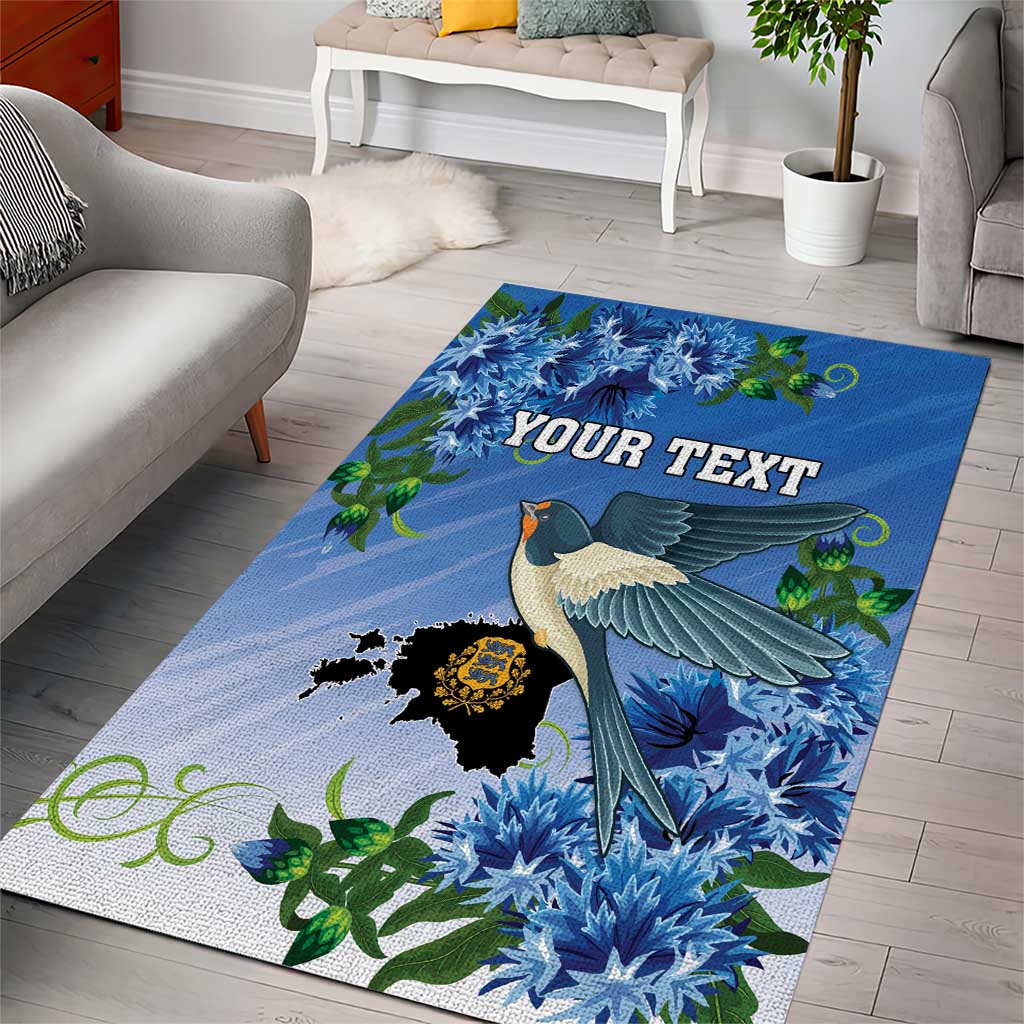 Personalized Estonia Area Rug Barn Swallow Cornflower Flower