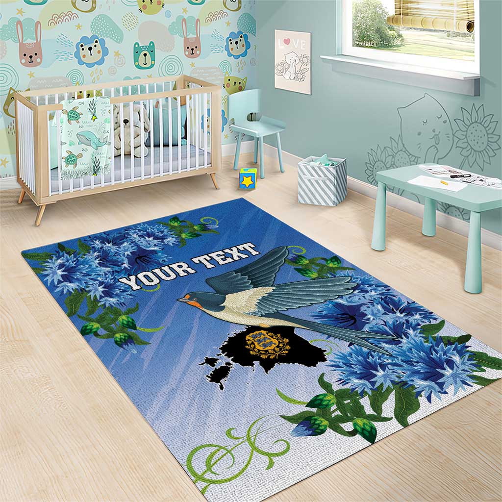 Personalized Estonia Area Rug Barn Swallow Cornflower Flower