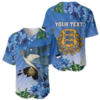 Personalized Estonia Baseball Jersey Barn Swallow Cornflower Flower