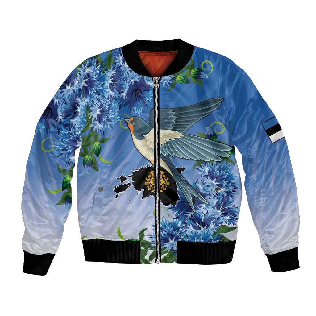 Personalized Estonia Bomber Jacket Barn Swallow Cornflower Flower