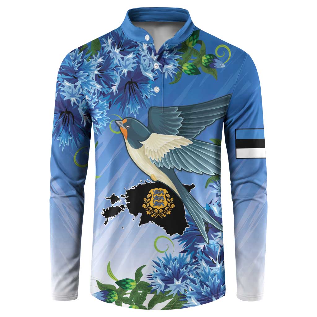 Personalized Estonia Button Sweatshirt Barn Swallow Cornflower Flower