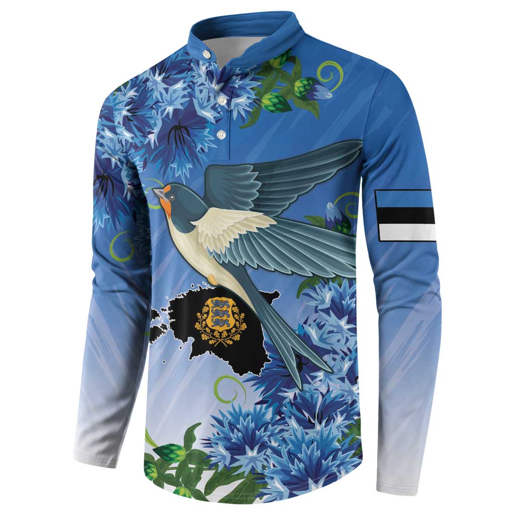 Personalized Estonia Button Sweatshirt Barn Swallow Cornflower Flower