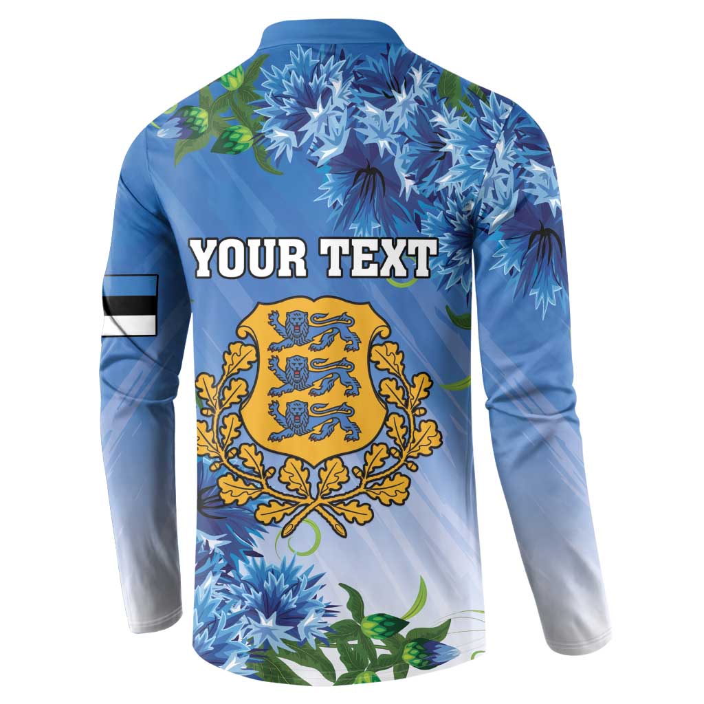 Personalized Estonia Button Sweatshirt Barn Swallow Cornflower Flower