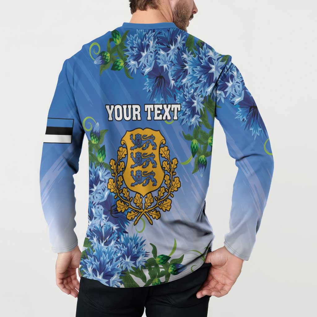 Personalized Estonia Button Sweatshirt Barn Swallow Cornflower Flower