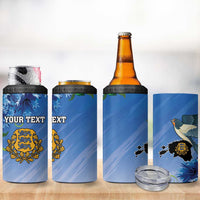 Personalized Estonia 4 in 1 Can Cooler Tumbler Barn Swallow Cornflower Flower