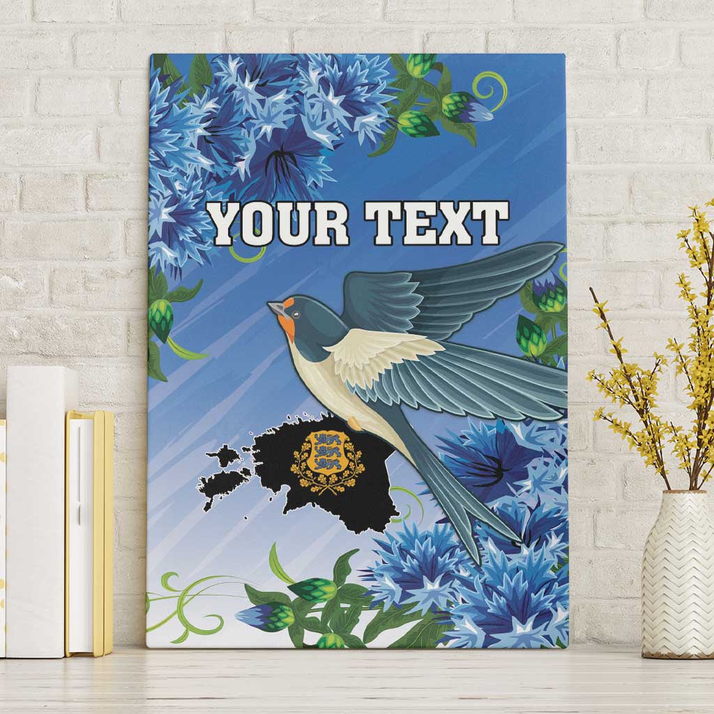 Personalized Estonia Canvas Wall Art Barn Swallow Cornflower Flower