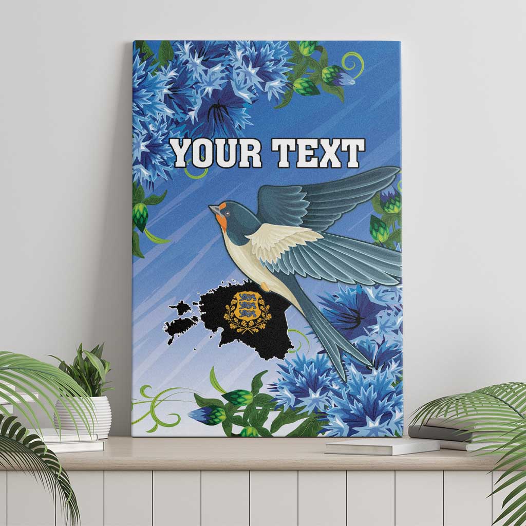 Personalized Estonia Canvas Wall Art Barn Swallow Cornflower Flower