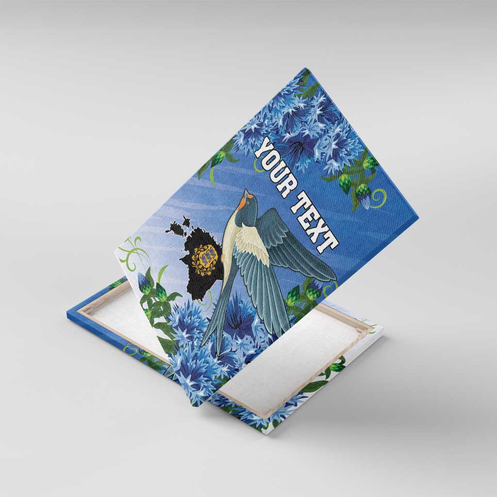 Personalized Estonia Canvas Wall Art Barn Swallow Cornflower Flower