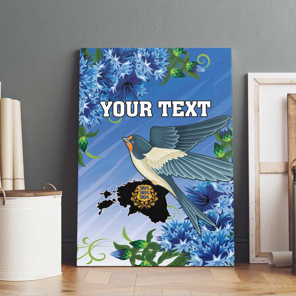 Personalized Estonia Canvas Wall Art Barn Swallow Cornflower Flower