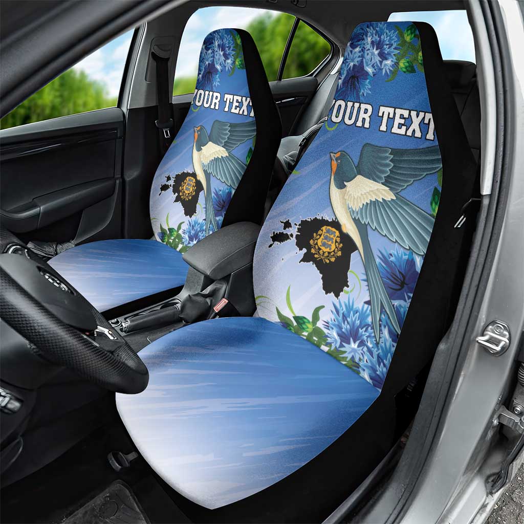 Personalized Estonia Car Seat Cover Barn Swallow Cornflower Flower