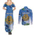 Personalized Estonia Couples Matching Summer Maxi Dress and Long Sleeve Button Shirt Barn Swallow Cornflower Flower
