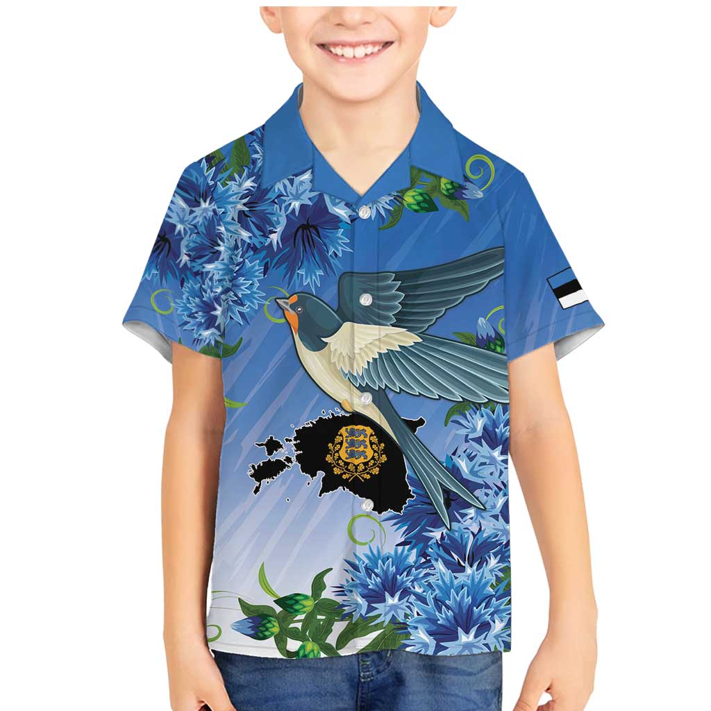Personalized Estonia Family Matching Mermaid Dress and Hawaiian Shirt Barn Swallow Cornflower Flower