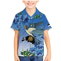 Personalized Estonia Family Matching Mermaid Dress and Hawaiian Shirt Barn Swallow Cornflower Flower
