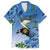 Personalized Estonia Family Matching Off The Shoulder Long Sleeve Dress and Hawaiian Shirt Barn Swallow Cornflower Flower