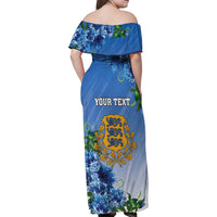 Personalized Estonia Family Matching Off Shoulder Maxi Dress and Hawaiian Shirt Barn Swallow Cornflower Flower