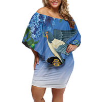 Personalized Estonia Family Matching Off Shoulder Short Dress and Hawaiian Shirt Barn Swallow Cornflower Flower