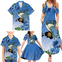 Personalized Estonia Family Matching Summer Maxi Dress and Hawaiian Shirt Barn Swallow Cornflower Flower