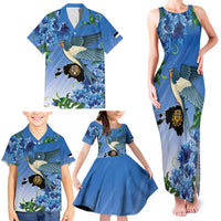 Personalized Estonia Family Matching Tank Maxi Dress and Hawaiian Shirt Barn Swallow Cornflower Flower