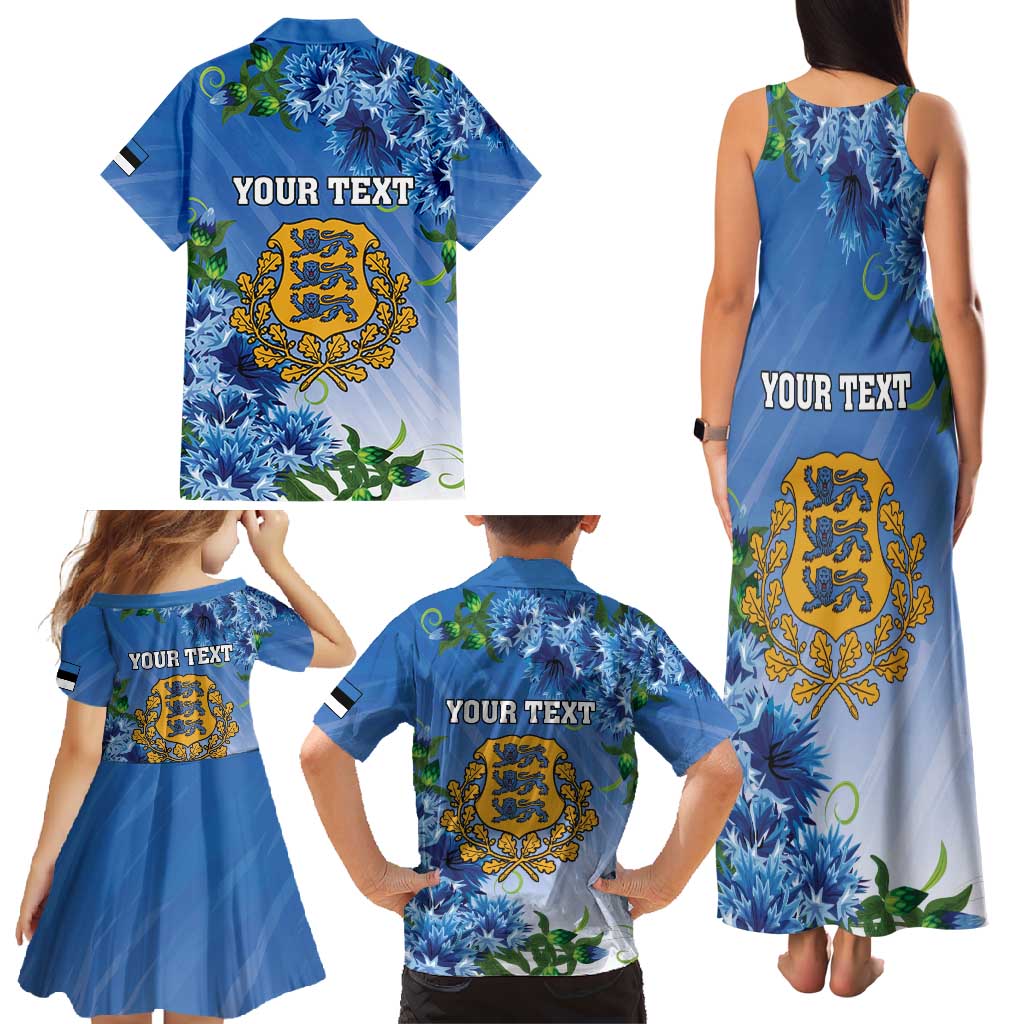 Personalized Estonia Family Matching Tank Maxi Dress and Hawaiian Shirt Barn Swallow Cornflower Flower