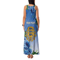 Personalized Estonia Family Matching Tank Maxi Dress and Hawaiian Shirt Barn Swallow Cornflower Flower