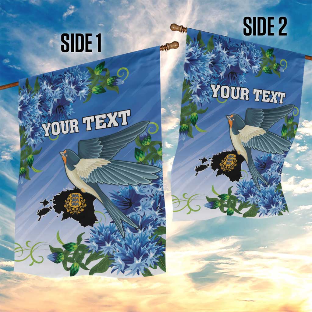 Personalized Estonia Garden Flag Barn Swallow Cornflower Flower