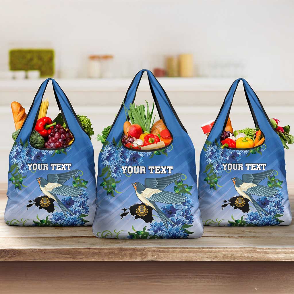 Personalized Estonia Grocery Bag Barn Swallow Cornflower Flower