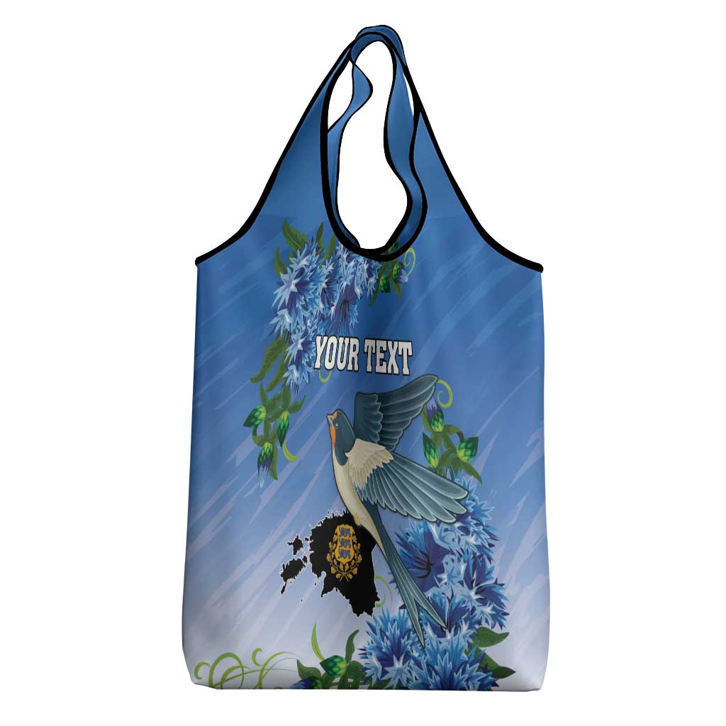 Personalized Estonia Grocery Bag Barn Swallow Cornflower Flower