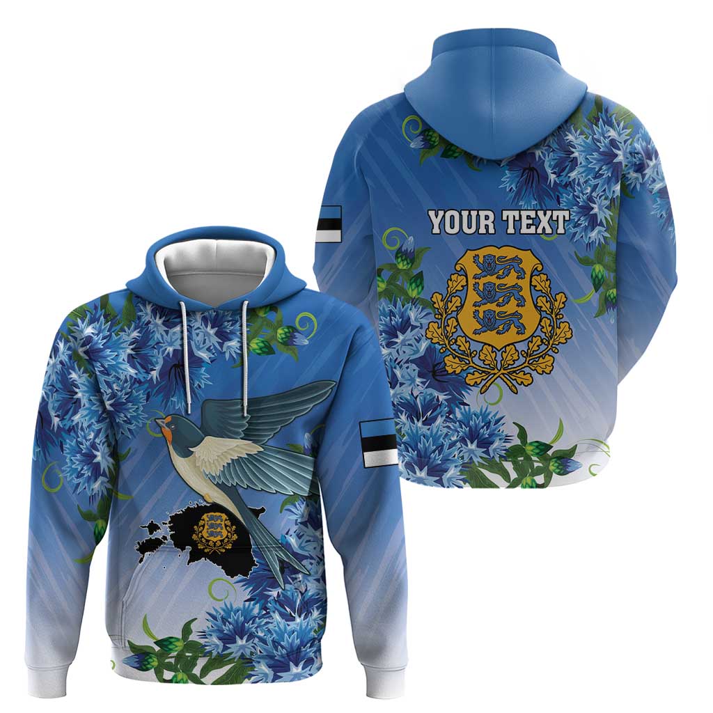 Personalized Estonia Hoodie Barn Swallow Cornflower Flower