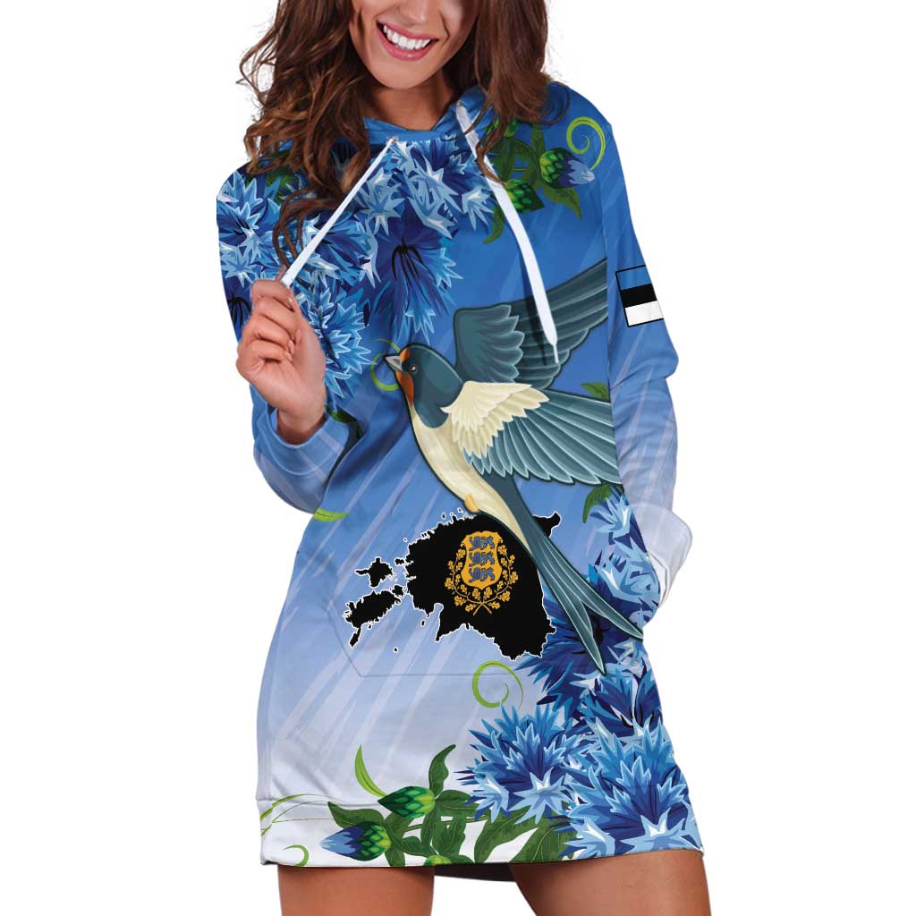 Personalized Estonia Hoodie Dress Barn Swallow Cornflower Flower