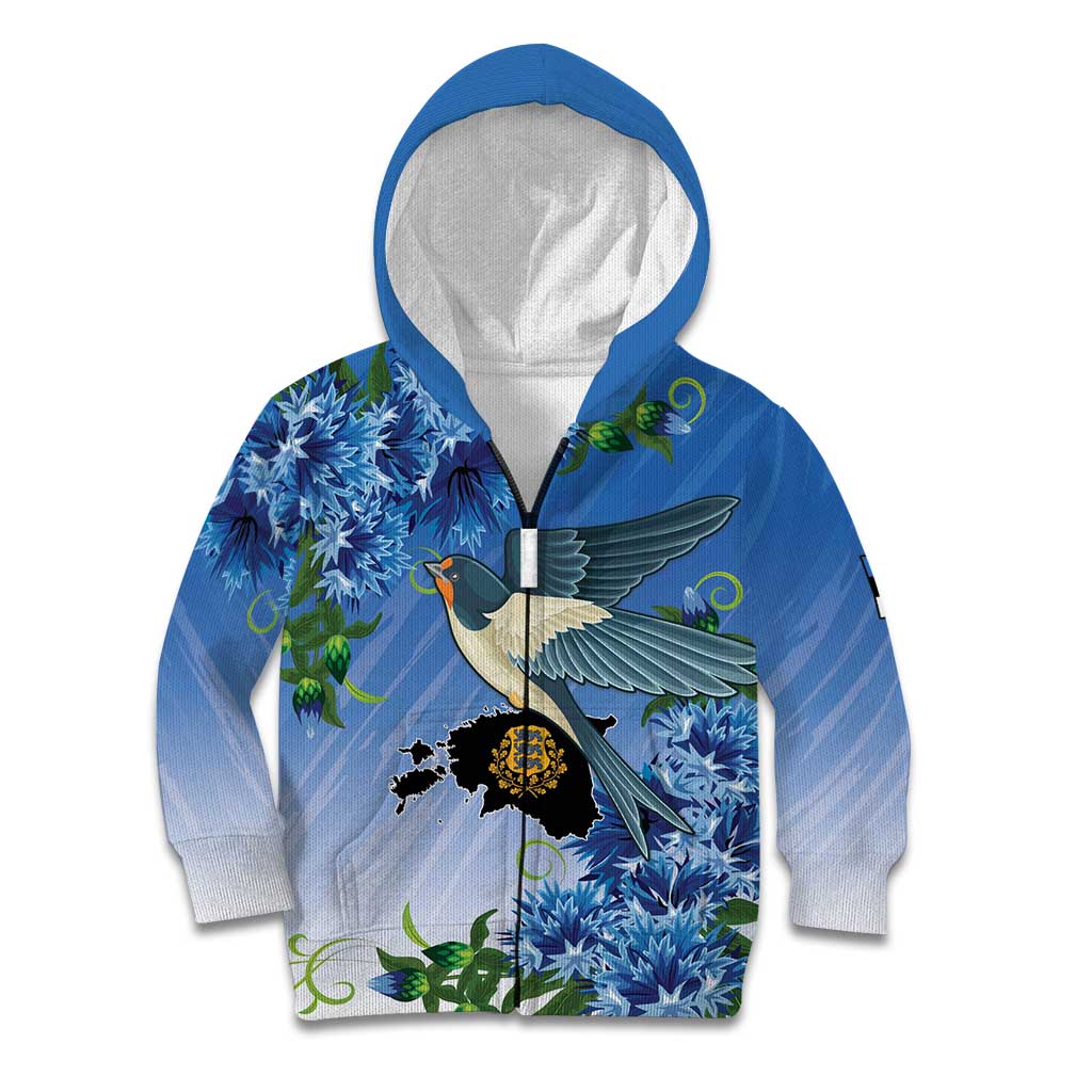 Personalized Estonia Kid Hoodie Barn Swallow Cornflower Flower