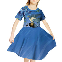 Personalized Estonia Kid Short Sleeve Dress Barn Swallow Cornflower Flower